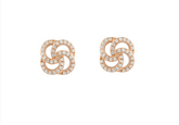 Flower Design Rose Gold Colour 925 Sterling Silver Earrings studded with CZ